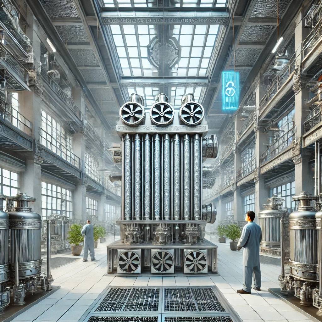 A Chinese-style industrial setting featuring advanced finned tube technology in heat exchangers. The scene includes modern finned tube heat exchangers with intricate fin designs, showcasing their efficiency in heat transfer. The background shows a clean, well-organized factory environment with Chinese architectural elements, symbolizing technological innovation and industrial excellence. Engineers are seen working on the heat exchangers, emphasizing precision and expertise.